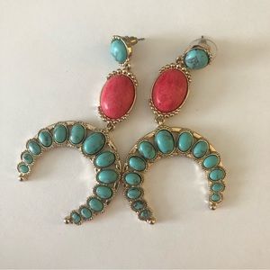 Fun Statement Earrings - pink and turquoise
